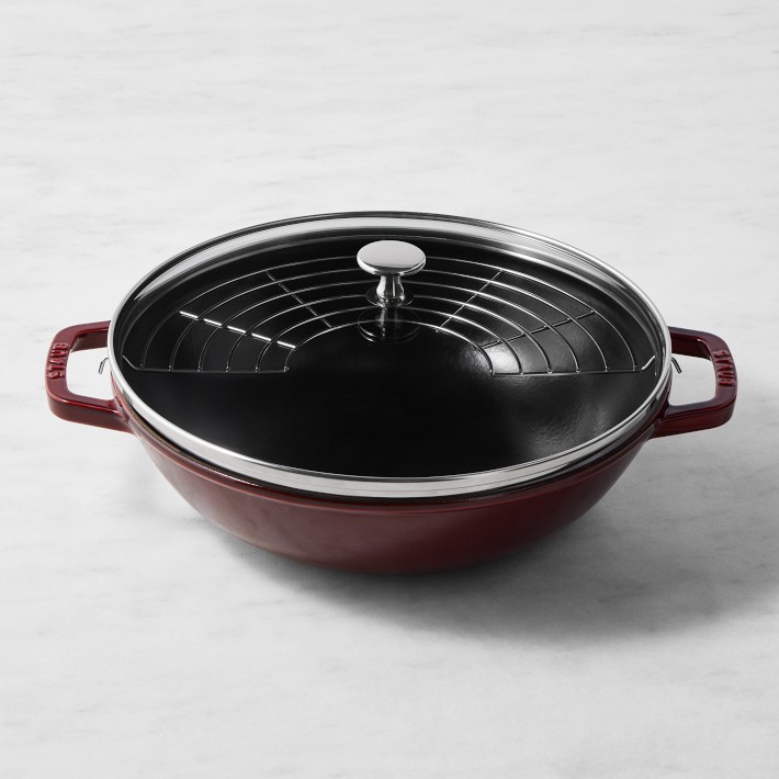 Staub Enameled Cast Iron Perfect Pan Wok, 4 1/2-Qt., Grenadine