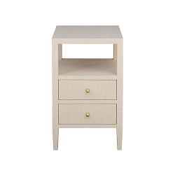 Michelle Nightstand, Grasscloth, Natural, Antique Brass