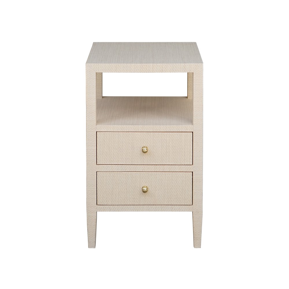 Michelle Nightstand, Grasscloth, Natural, Antique Brass