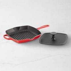 Le Creuset Signature Enameled Cast Iron Square Grill Pan & Press Set