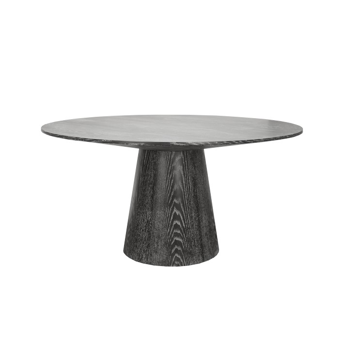 Tioga Round Dining Table, Black Cerused