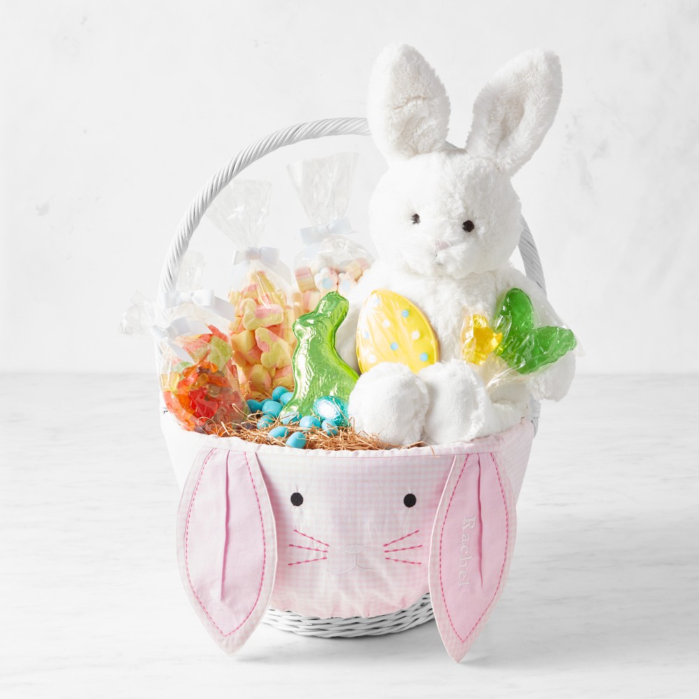 Pottery Barn Kids x Williams Sonoma Gingham Bunny Face Filled Easter Basket, Pink