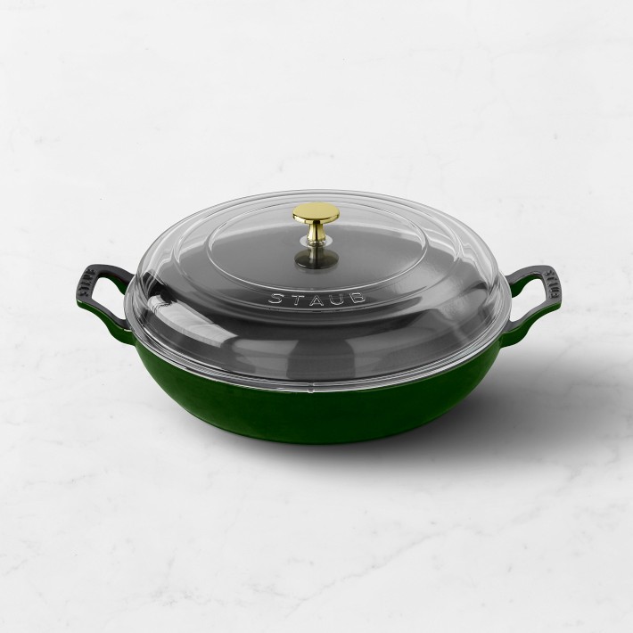 Staub Enameled Cast Iron Everything Braiser, 3 1/2-Qt., Basil with Brass Knob