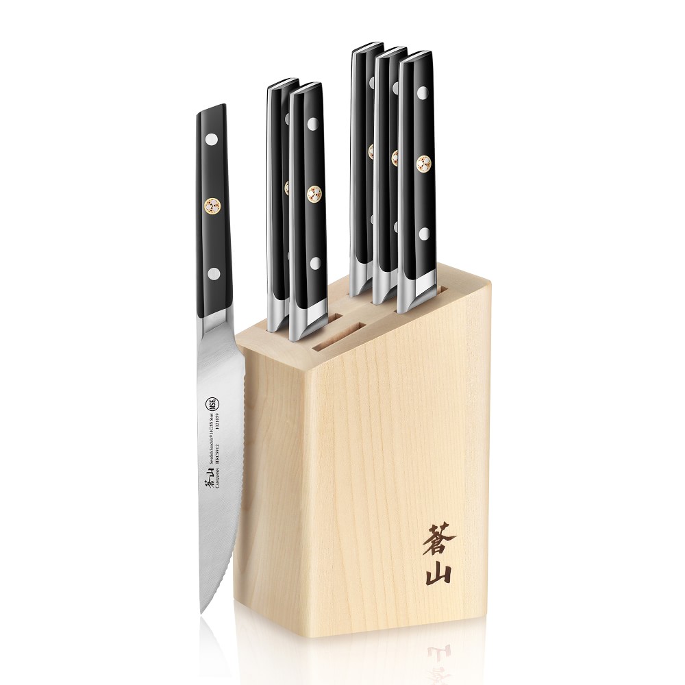 Cangshan 6-Piece Steak Knife TC Series,  Maple Block