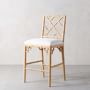 Chippendale Bistro Dining Counter Stool, Natural Oak, Performance Slub Weave, White