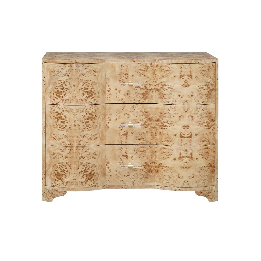 Holland Dresser, Wood, Light Brown Burl, Acrylic