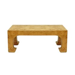 Holland Pagoda Coffee Table, Rectangular, Wood, Light Burled Wood
