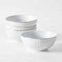 Pillivuyt Plisse Gold Cereal Bowls, Set of 4, Gold Rim