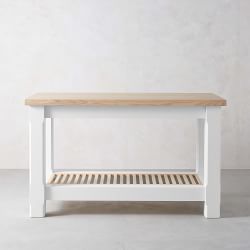 Dalia Rectangular Kitchen Island, Wood, White