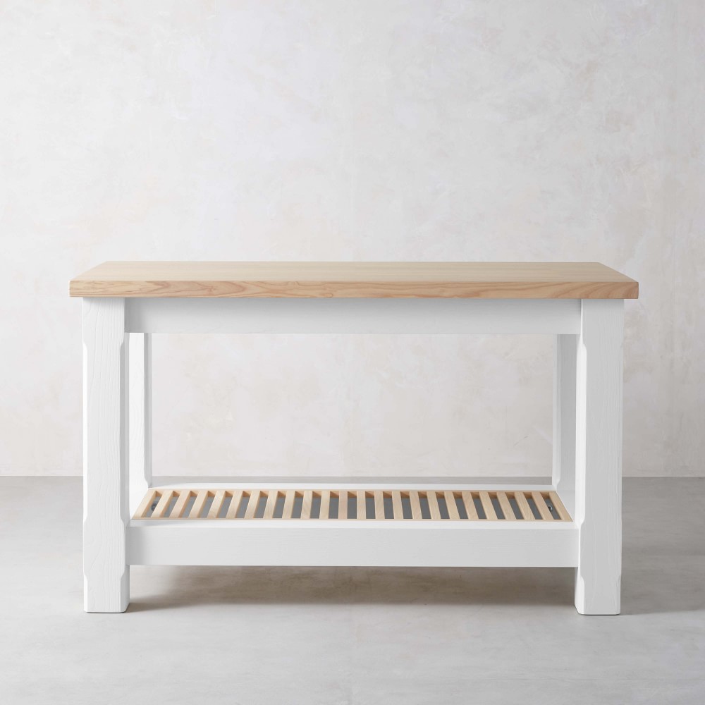 Dalia Rectangular Kitchen Island, Wood, White