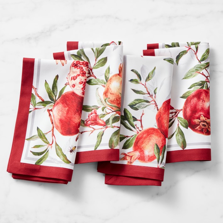 Autumn Harvest Jacquard Napkins, Set of 4, Pomegranate