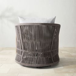 Pasadena Outdoor Teak and Brown Rope Swivel Chair
