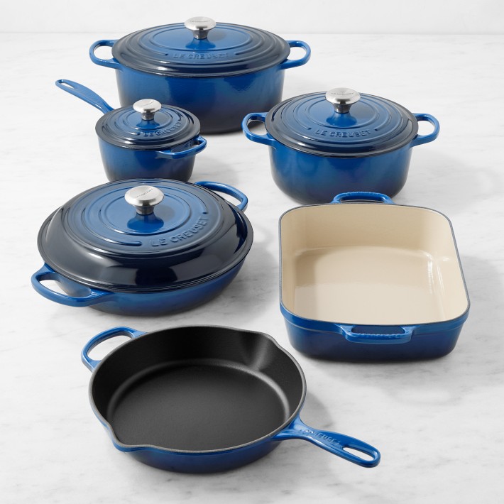 Le Creuset Signature Enameled Cast Iron 10-Piece Cookware Set, Lapis