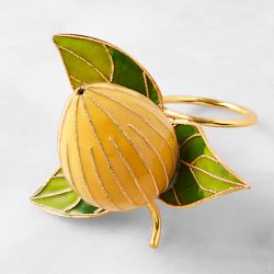 Lemon Cloisonn&#233; Napkin Rings, Set of 4