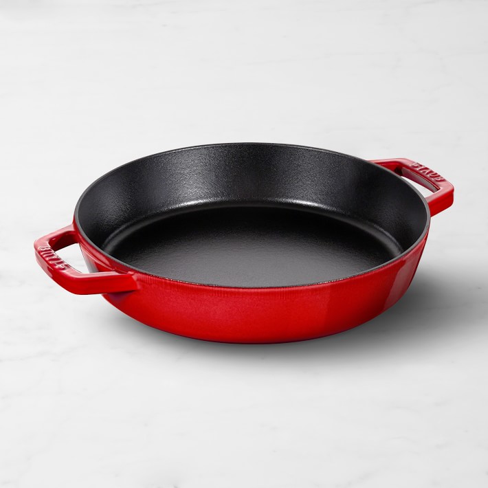 Staub Enameled Cast Iron Paella Pan, 13", Cherry