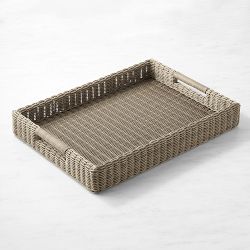 Larnaca All Weather Wicker Tray, Rectangular, 25" X 18"