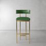 Emma Counter Stool, Standard, Milano Distressed Leather, Green, Antique Brass