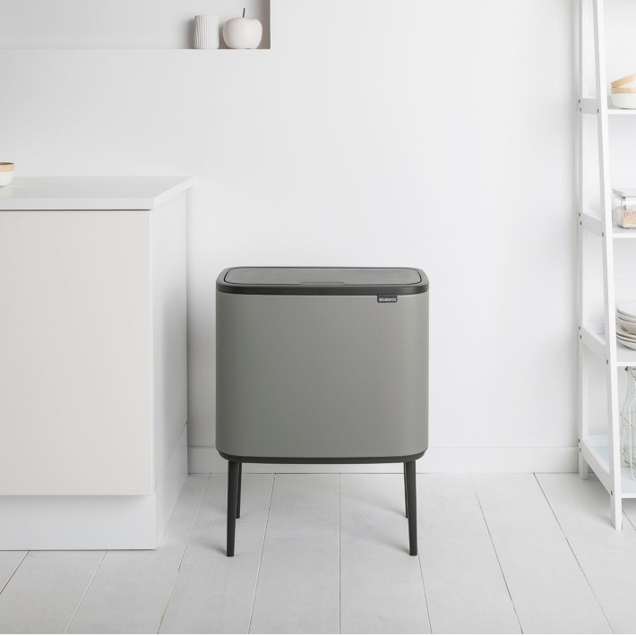 Brabantia Bo Touch Top Multi Compartment Recycling Trash Can, 3 x 3 Gallon 