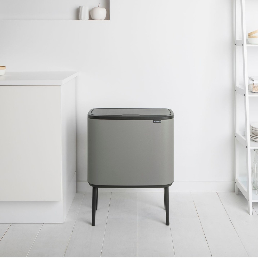 Brabantia Bo Touch Top Multi Compartment Recycling Trash Can, 3 x 3 Gallon 