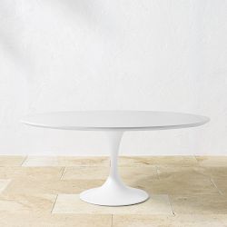 Tulip Outdoor Concrete Oval Dining Table, White (70&quot;)