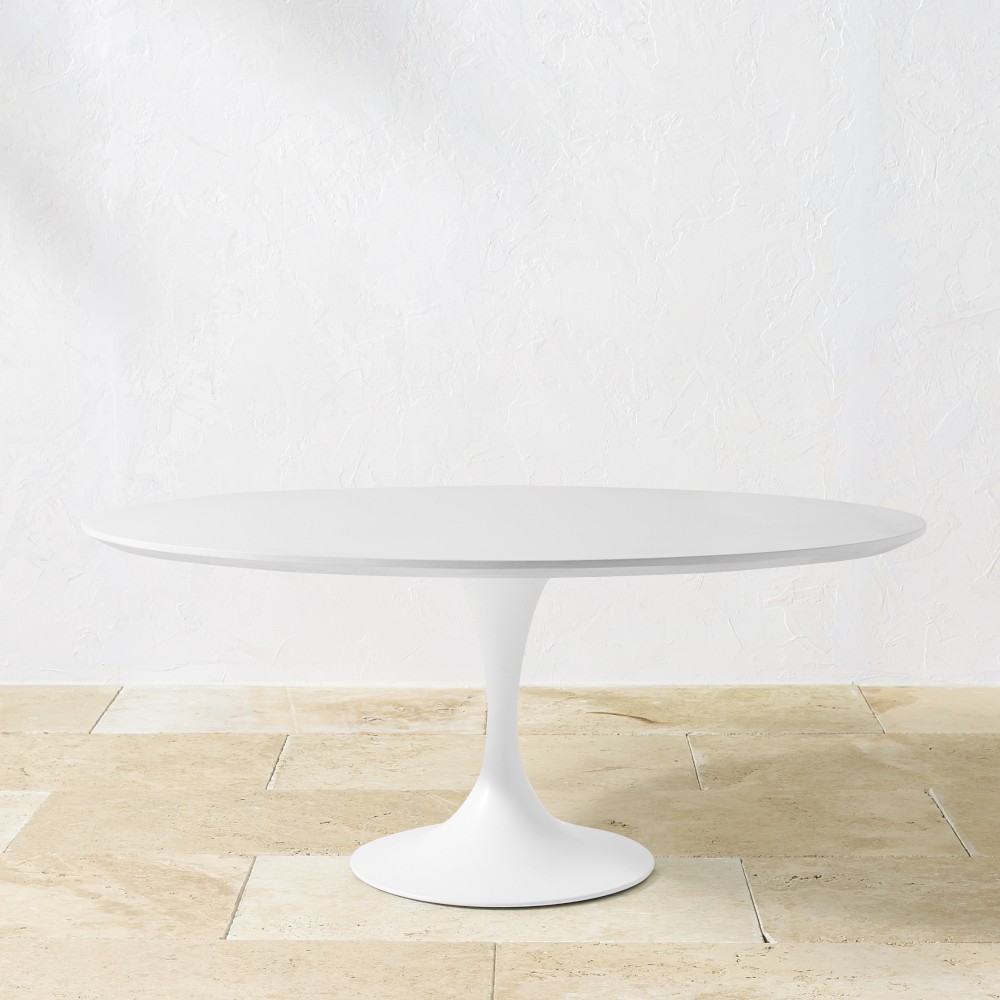 Tulip Outdoor Concrete Oval Dining Table, White (70&quot;)