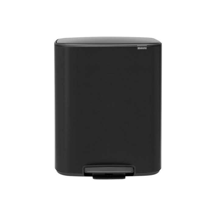 Brabantia Bo Step On Dual Compartment Recycling Trash Can, 2x8 Gallon, Matte Black