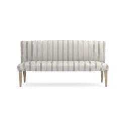 Fitzgerald Dining Bench, Standard, Performance Double Stripe, Mist, Heritage Grey Leg