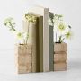 Bud Vase Book Ends,set of 2, Travertine