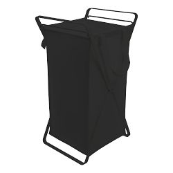 Yamazaki Home Laundry Hamper with Cotton Liner, Small, Black