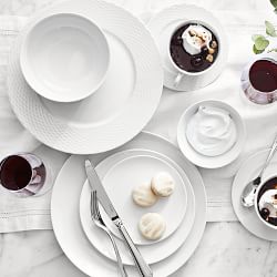 Pillivuyt Basketweave Porcelain Cups &amp; Saucers, Set of 4