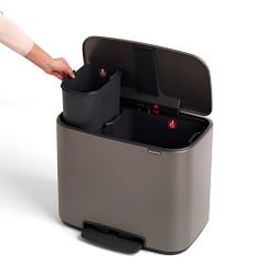 Brabantia Bo Step On Dual Compartment Recycling Trash Can, 3 + 6 Gallon