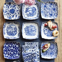 Marlo Thomas x Williams Sonoma Blue Floral Appetizer Plates, Set of 4