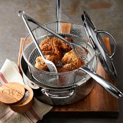 Williams Sonoma Signature Thermo-Clad&#8482; Stainless-Steel Deep Saut&#233; Pan with Fryer Basket
