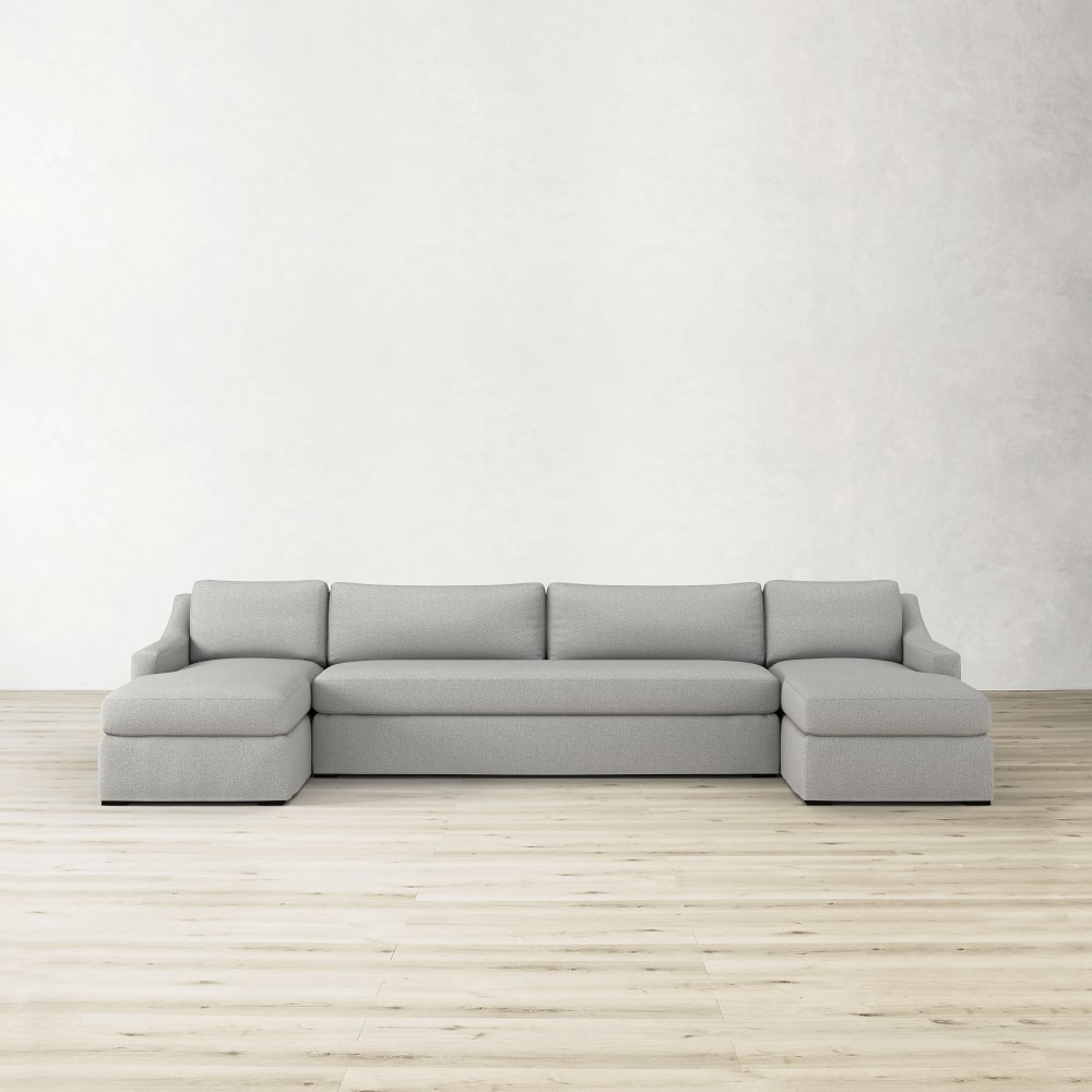 Ghent Slope Arm Slipcovered 3-Piece U-Shape Sofa with Chaise (146&quot;)