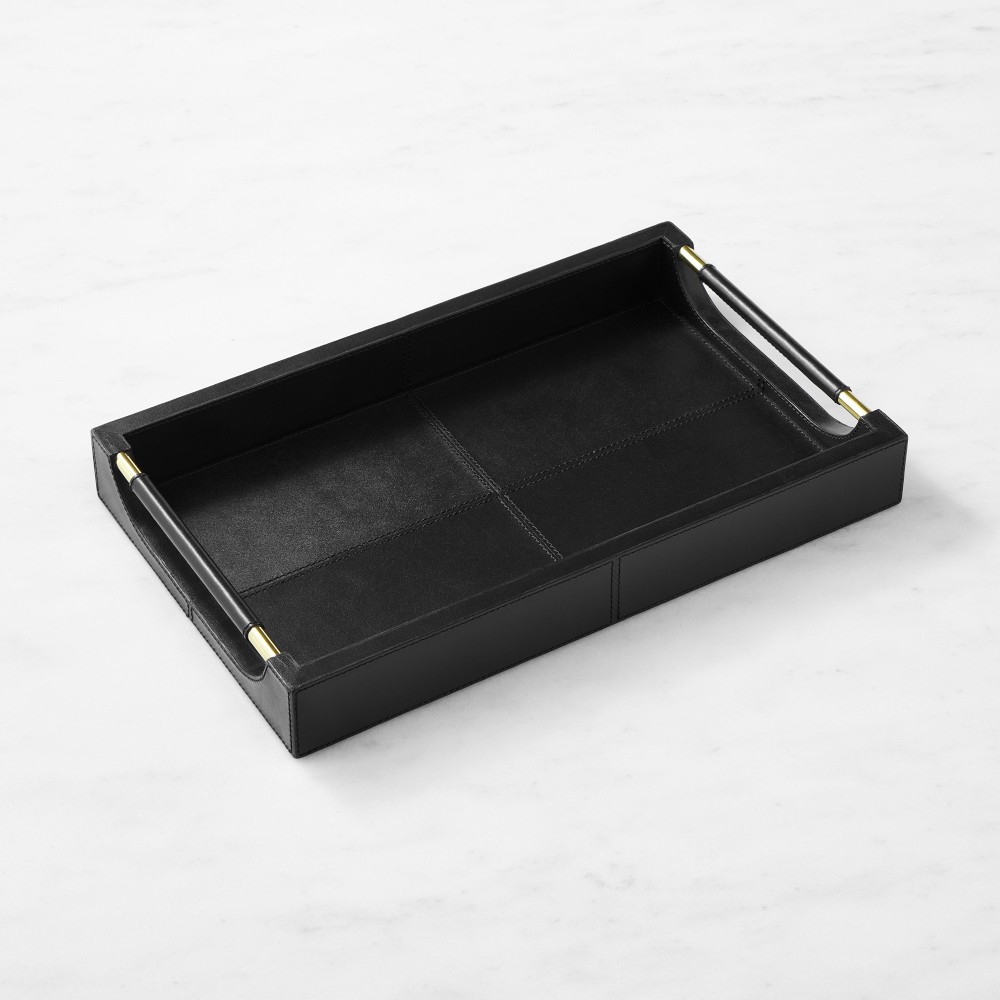 Leather Trays, 10" X 16", Black Leather