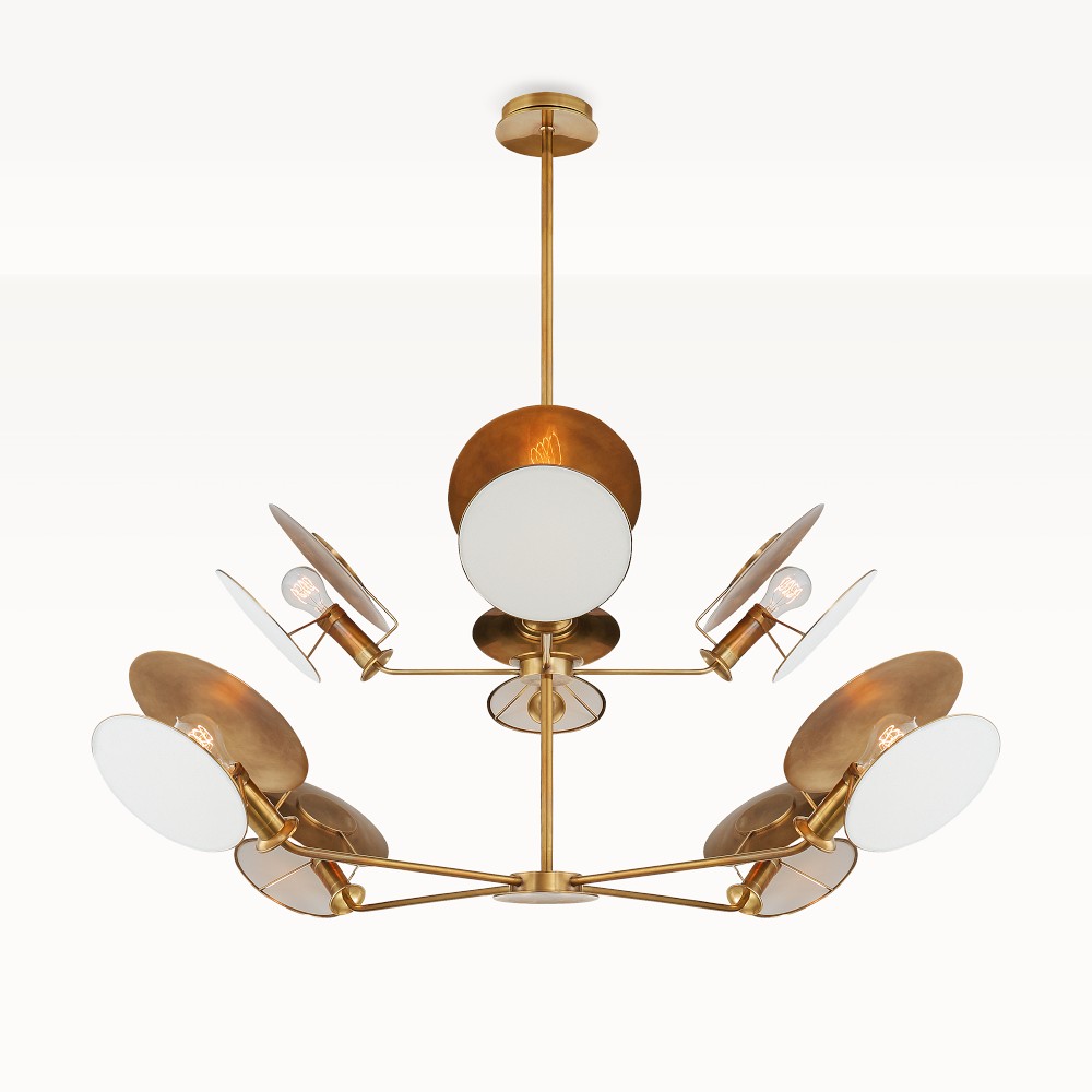 Xena Reflector Chandelier, Antique Brass