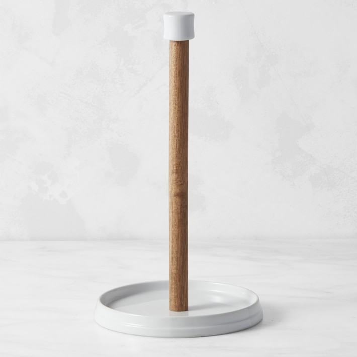 Williams Sonoma Pantry Paper Towel Holder, Porcelain and Wood