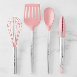 Williams Sonoma Stainless-Steel Silicone Utensil Set of 4, Geranium Pink