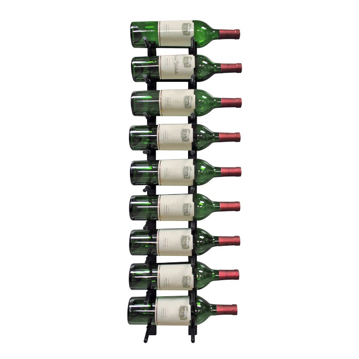 9-Bottle Modern Peg Wine Rack, Black