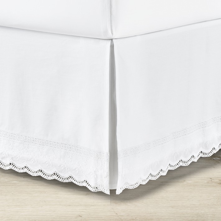Lace Heritage Bed Skirt, King, White