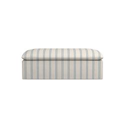 Laguna Classic Slipcovered Coffee Table Ottoman, Standard, Performance Double Stripe, Mist, Ebony