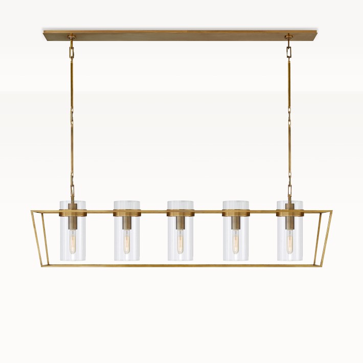 Elton Chandelier, 54" Linear, Antique Brass