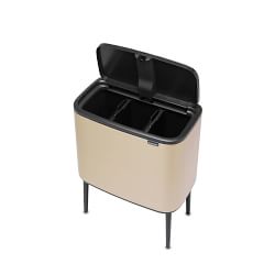 Brabantia Bo Touch Top Multi Compartment Recycling Trash Can, 3 x 3 Gallon 