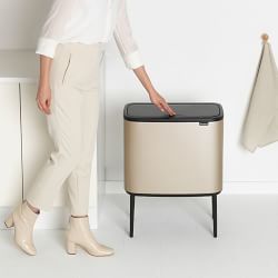 Brabantia Bo Touch Top Multi Compartment Recycling Trash Can, 3 x 3 Gallon 
