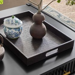 Black Textured Leather Tray