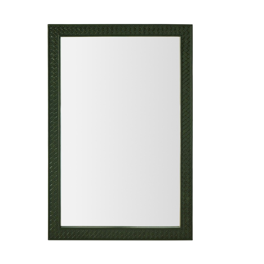 Woven Leather Mirror, Dark Green