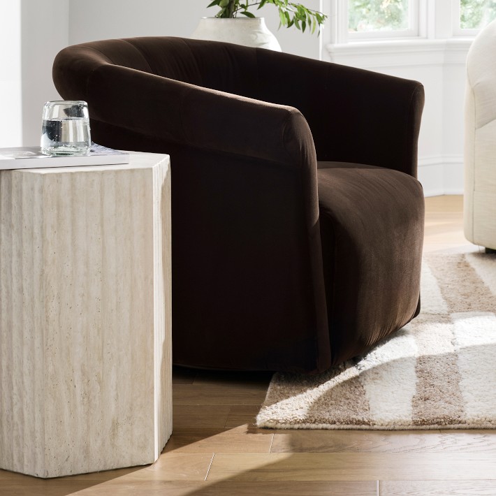 Marina Travertine Fluted Side Table (16&quot;)