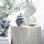 Marina Travertine Fluted Side Table (16&quot;)