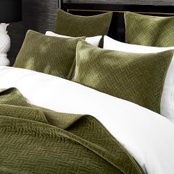 Heritage Lattice Embroidered Velvet Coverlet and Shams
