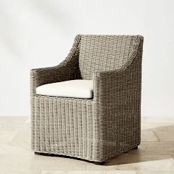 San Clemente Outdoor Teak Dining Table &amp; All-Weather Weave Dining Chairs (84&quot;)